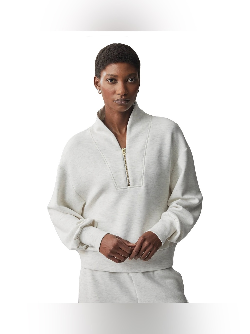 Varley Davidson DoubleSoft Sweatshirt in Ivory Marl— Women’s Small